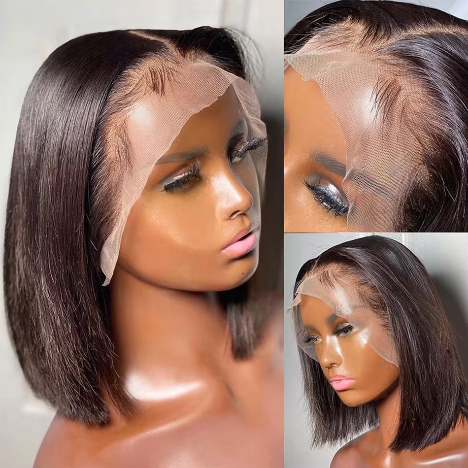 13AAA BOB Lace Front Wig Human Hair Straight 13x4 Lace Frontal Wigs bob Hair Lace Front Wig Single drawn