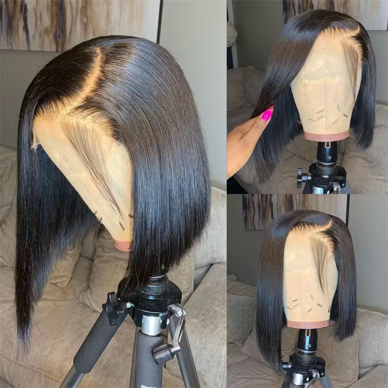 13AAA BOB Lace Front Wig Human Hair Straight 13x4 Lace Frontal Wigs bob Hair Lace Front Wig Single drawn