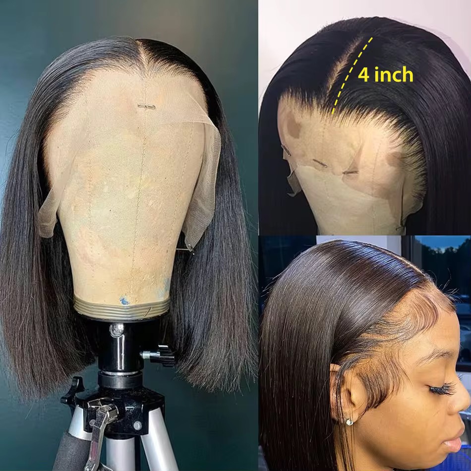 13AAA BOB Lace Front Wig Human Hair Straight 13x4 Lace Frontal Wigs bob Hair Lace Front Wig Single drawn