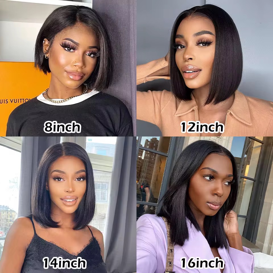 13AAA BOB Lace Front Wig Human Hair Straight 13x4 Lace Frontal Wigs bob Hair Lace Front Wig Single drawn