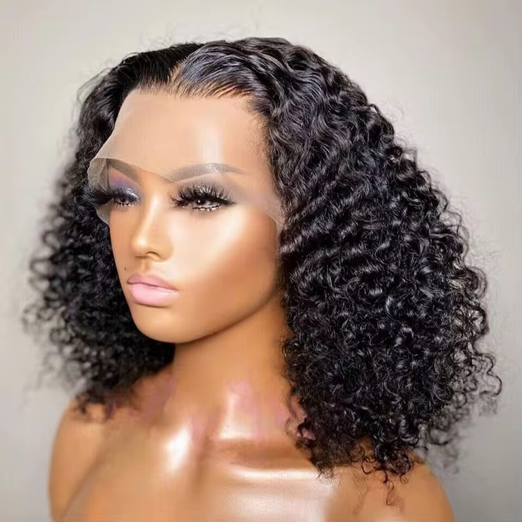 13AA Full frontal Jerry Curly Short Bob Wig lace Front Human Hair Jerry Curly Wigs