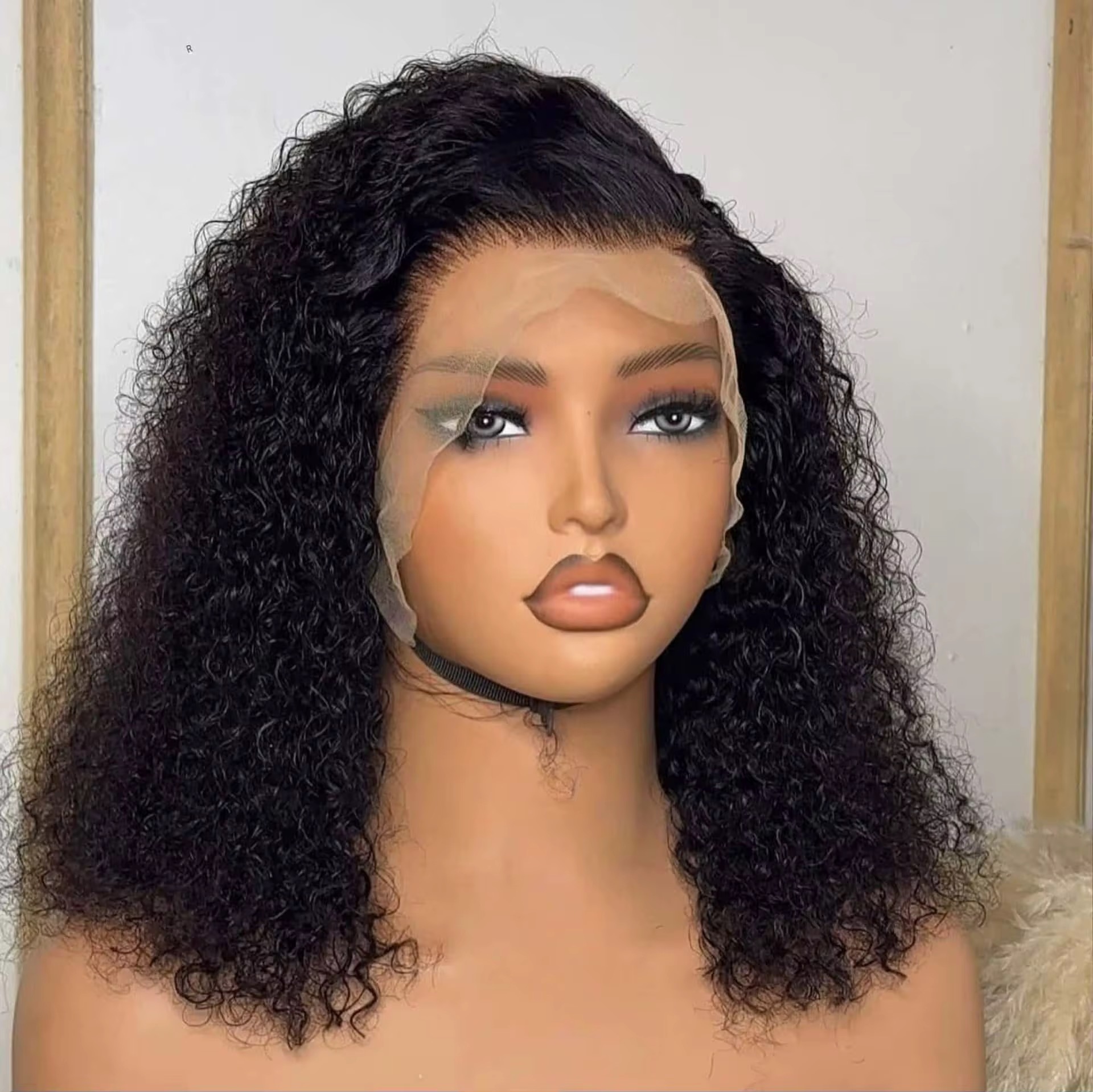 13AA Full frontal Jerry Curly Short Bob Wig lace Front Human Hair Jerry Curly Wigs
