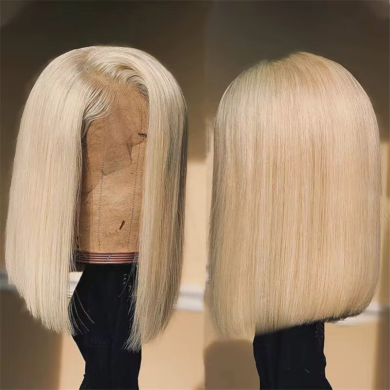 Wholesale 13x4 Brazilian Straight Lace Frontal Bob Wig 613 Blonde Human Hair Full Lace Front bob Wig