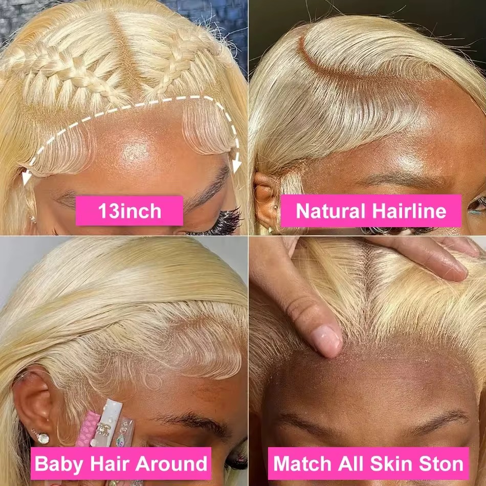 Wholesale 13x4 Brazilian Straight Lace Frontal Wig 613 Blonde Human Hair Full Lace Front Wig