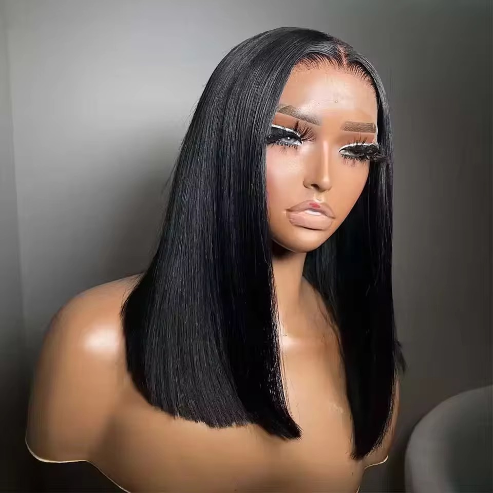 Wholesale 14A SDD Human Hair Full Frontal Lace Wigs 13x4 Lace Front Natural Color Wigs Double Drawn Bob Wigs 