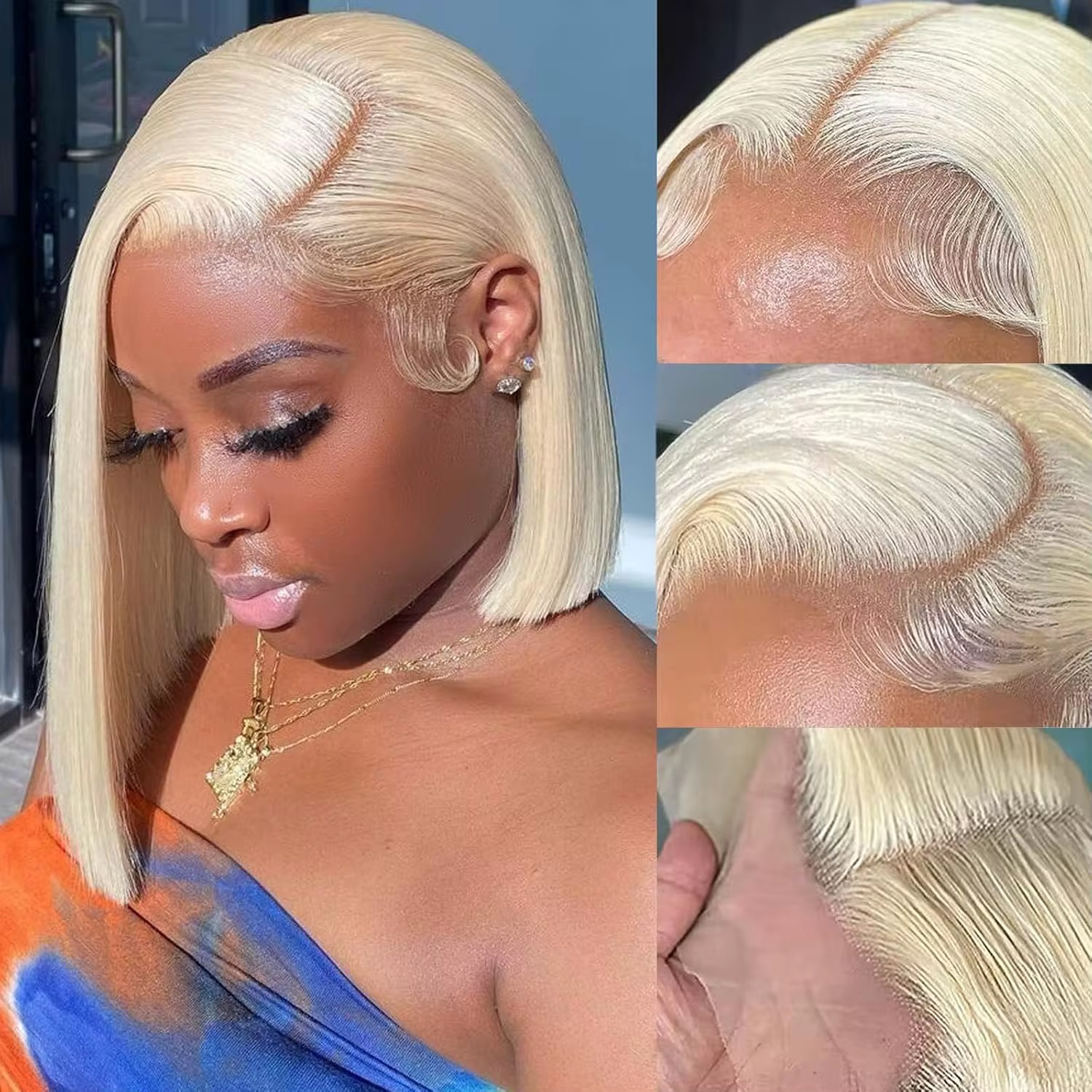 Wholesale 13x4 Brazilian Straight Lace Frontal Bob Wig 613 Blonde Human Hair Full Lace Front bob Wig