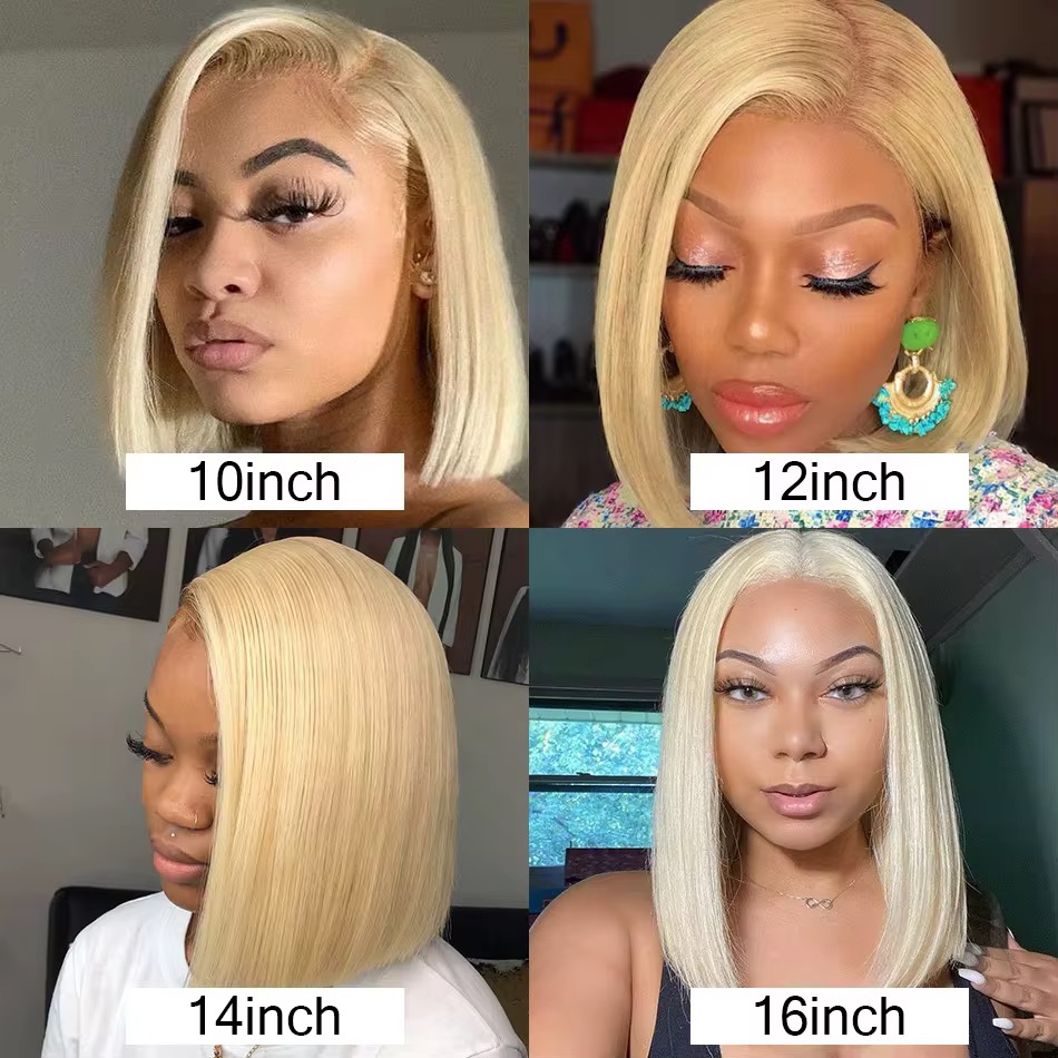 Wholesale 13x4 Brazilian Straight Lace Frontal Bob Wig 613 Blonde Human Hair Full Lace Front bob Wig