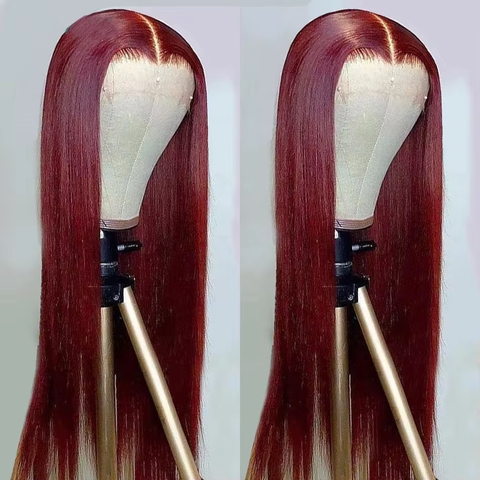 Wholesale 13AA Human Hair Full  Frontal lace 13x4 Wig 99J Burgundy Lace Frontal Human Hair Wig