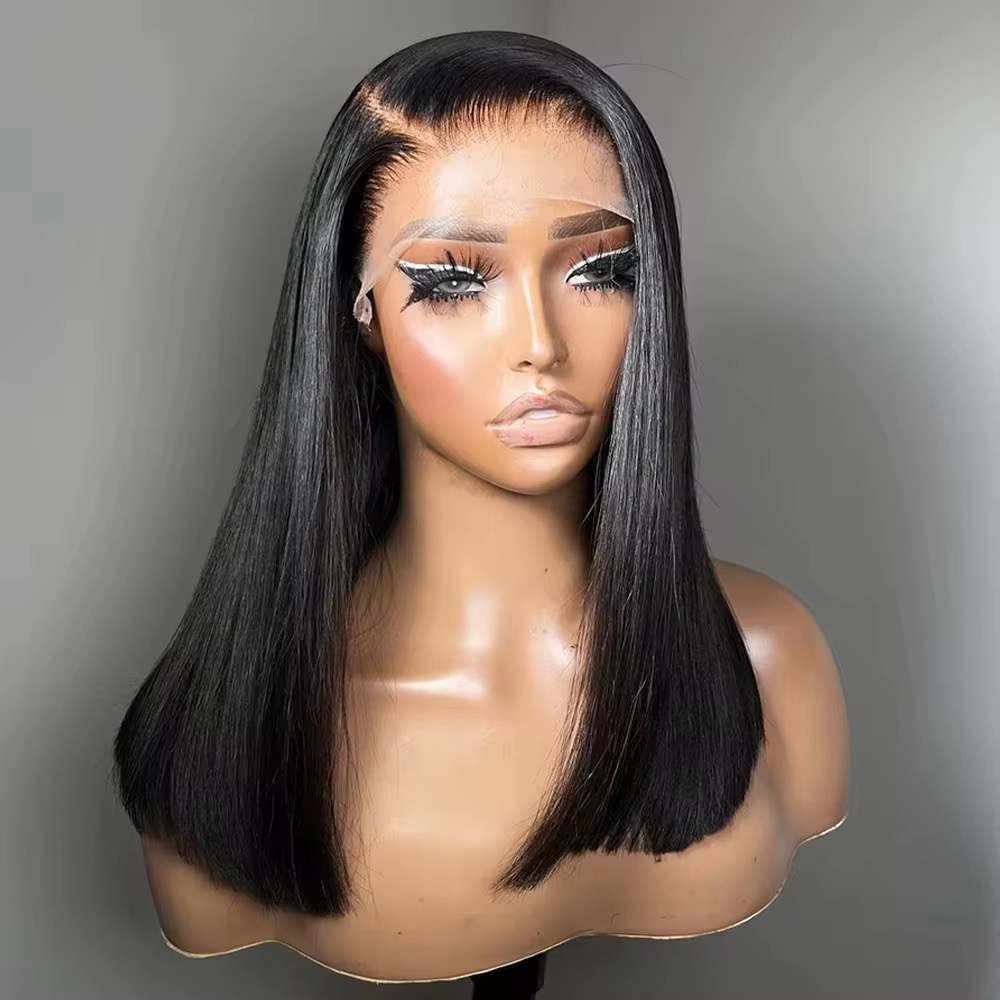 Wholesale 14A SDD Human Hair Full Frontal Lace Wigs 13x4 Lace Front Natural Color Wigs Double Drawn Bob Wigs 
