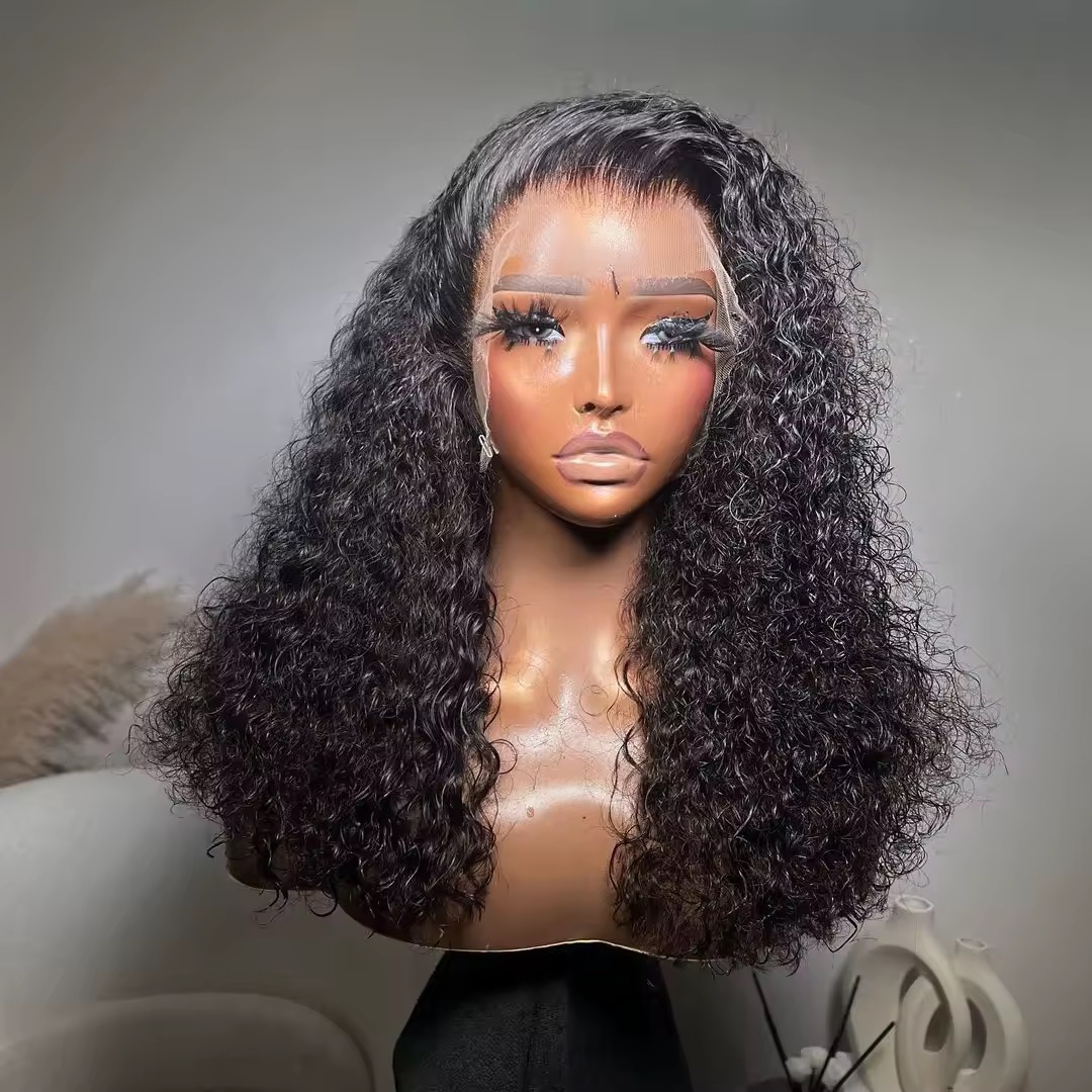 Wholesale 14A SDD Human Hair Full Frontal Curly Lace Wigs 13x4 Lace Front Natural Wigs Double Drawn Bob Wigs 
