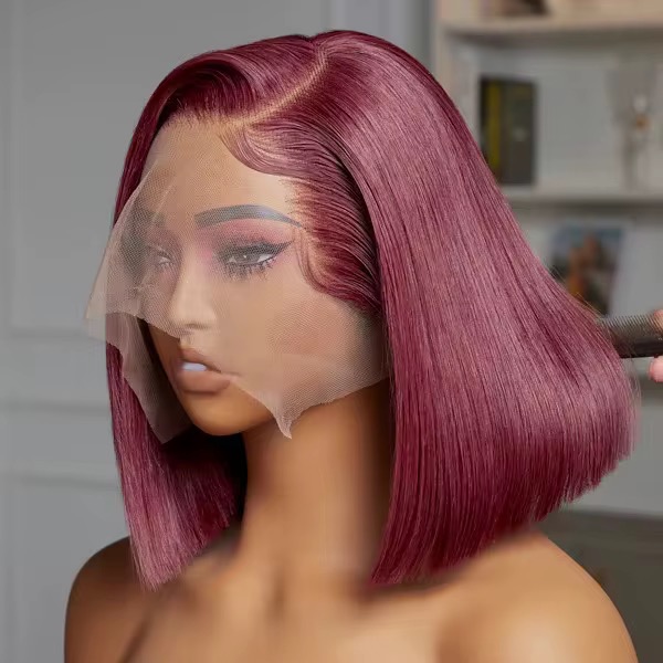 Wholesale 14A SDD BOB Human Hair #4 Brown, #4/27 & #99J Full Frontal Lace Wigs 13x4 Lace Front #4 Brown, #4/27 & #99J Wigs Double Drawn Bob Wigs 