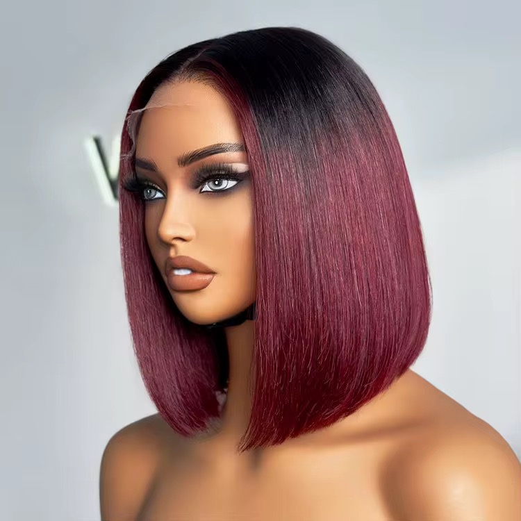 Wholesale 14A SDD BOB Human Hair COLOR 5x5 Glueless Wigs 5x5 COLOR Wigs Double Drawn Bob Wigs 