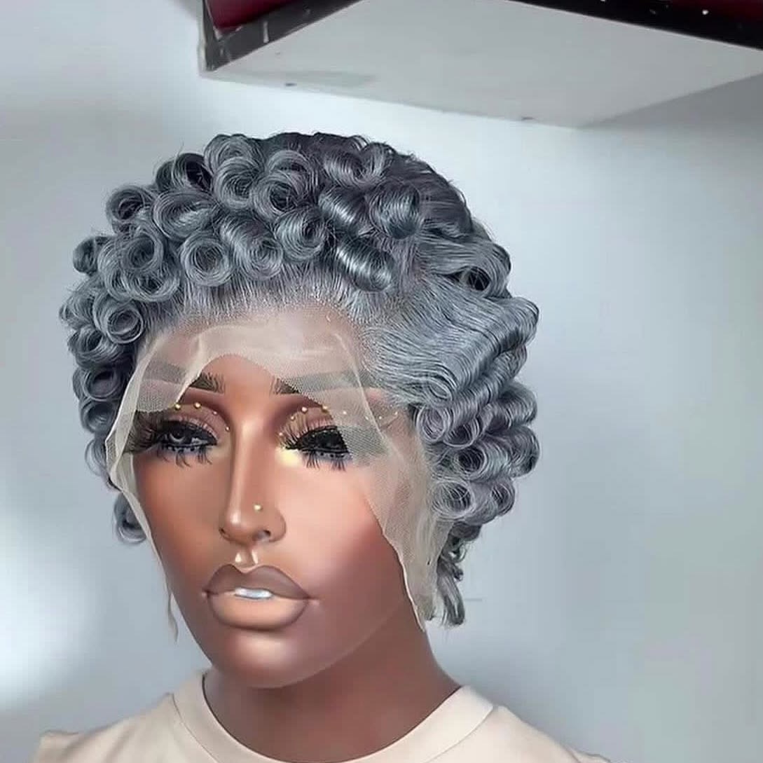 Wholesale Grey 13x4 Full Frontal Short Pixie Cut Wigs 