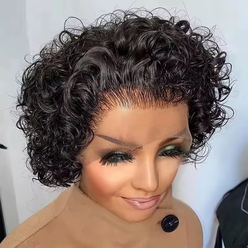 Wholesale Short Curly Pixie Cut Wigs Straight Pixie 13x4 Lace Front Pixie Cut Wig 