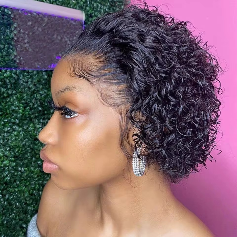 Wholesale Short Curly Pixie Cut Wigs  13x1 Lace Wig 