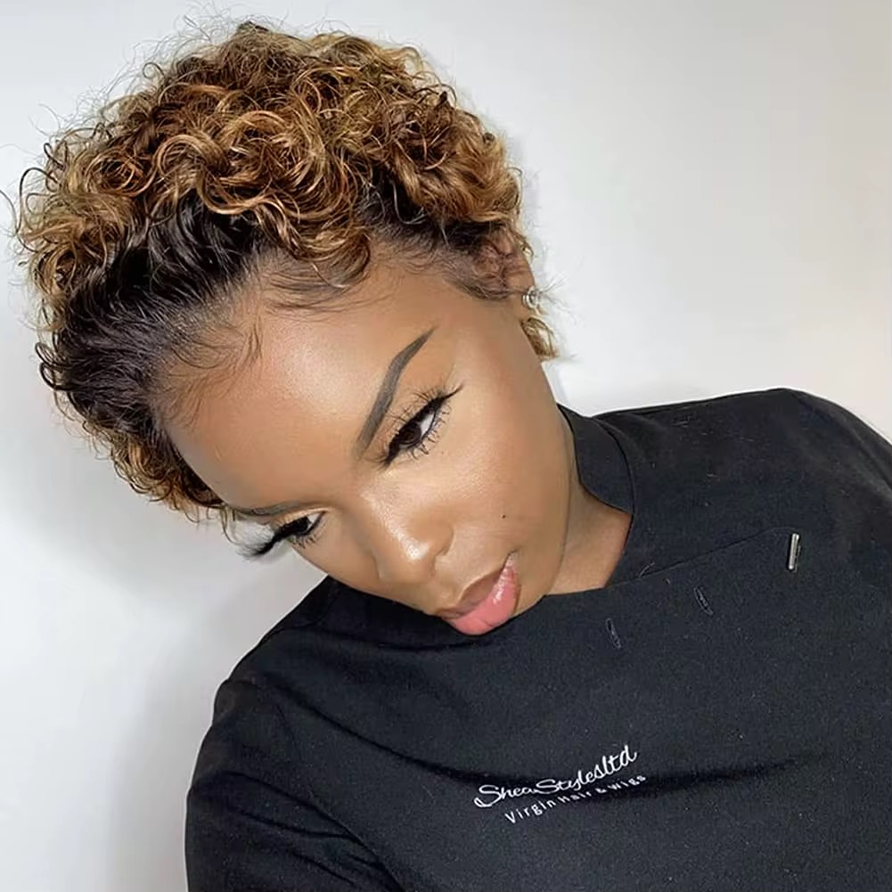 Wholesale Short Curly Pixie Cut Wigs  13x1 Lace Wig 
