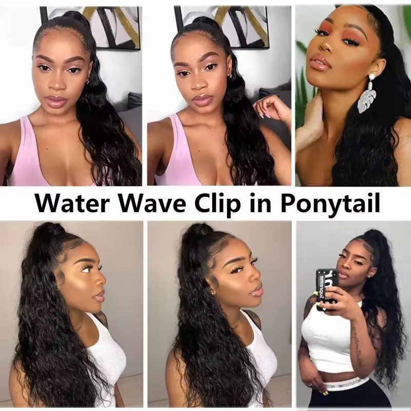 Wholesale Rarlon Hair Ponytail Curly Human Hair With Clip 