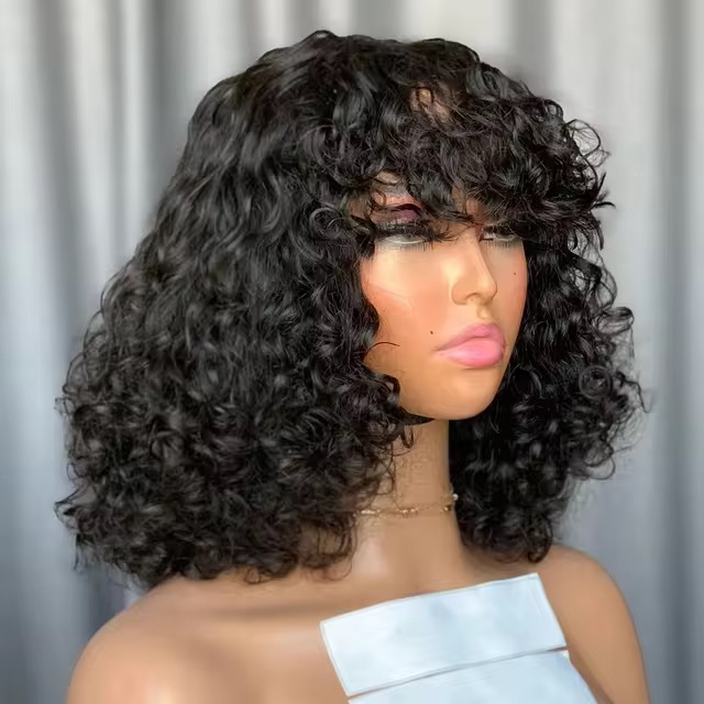 Wholesale Rarlon Hair Fringe Curly Bob Wig Glueless Fringe Bob wigs