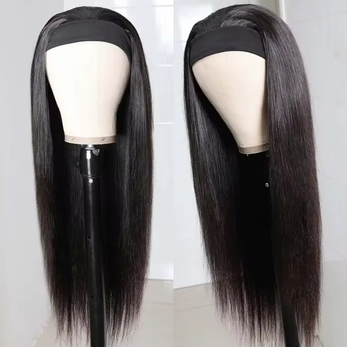 glueless headband wig in Natural Black