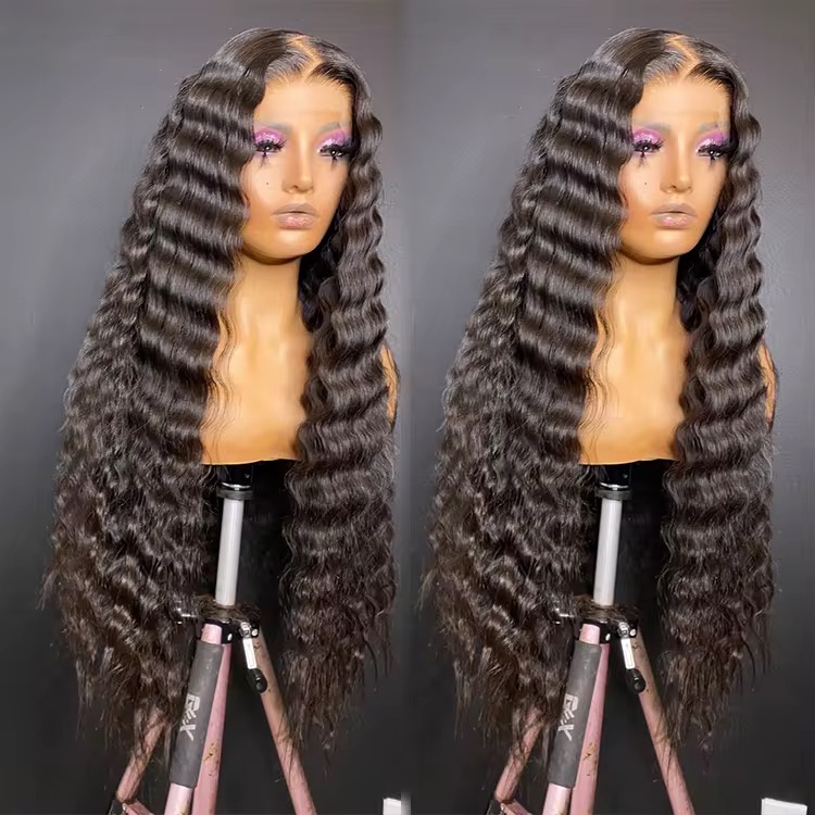 Wholesale 13AA Full frontal 13x4 Deep Wave Lace Wig lace Front Human Hair Deep Wave Wigs