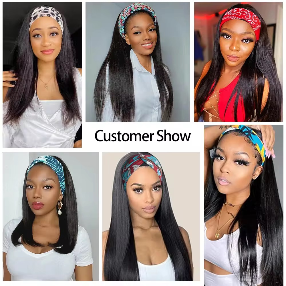 glueless headband wig in Natural Black