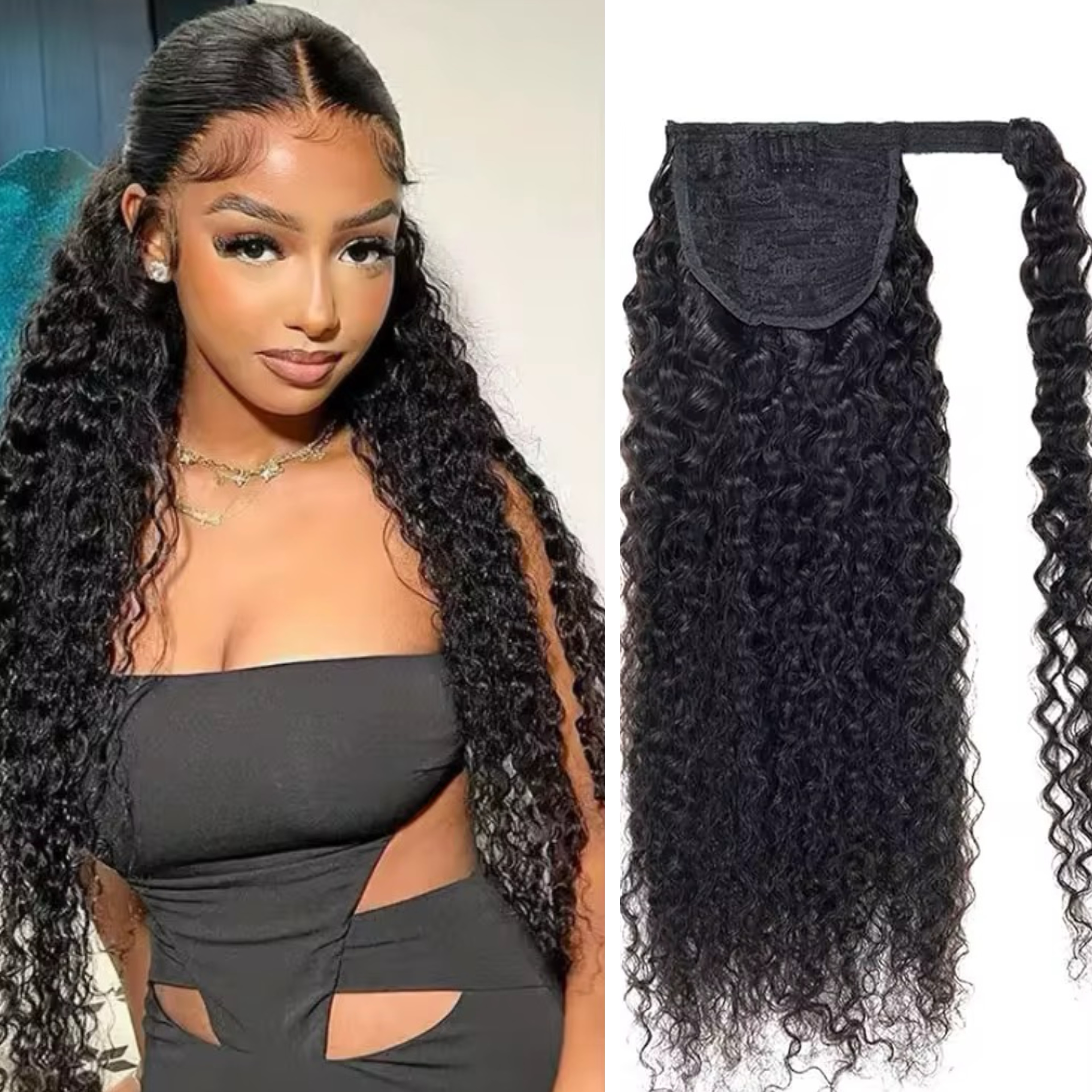 Wholesale Rarlon Hair Ponytail Curly Human Hair With Clip 
