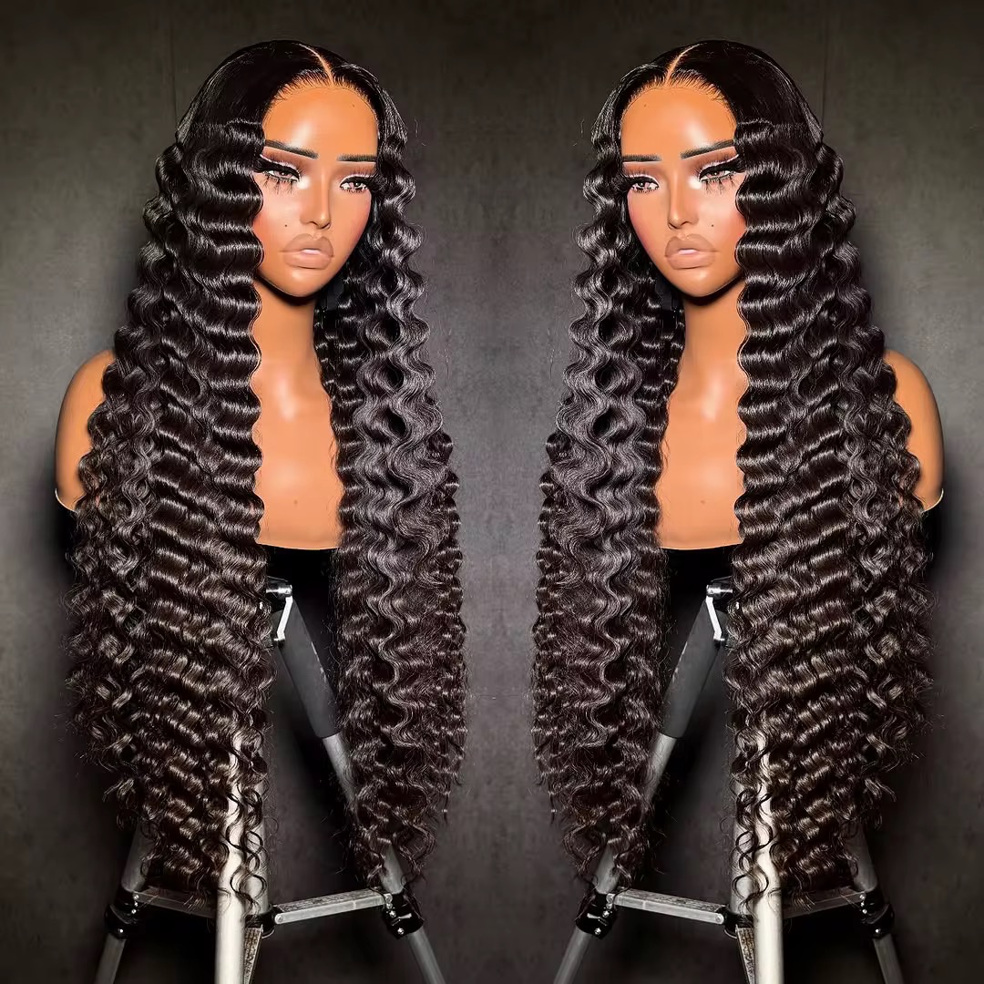 Wholesale 13AA Full frontal 13x4 Deep Wave Lace Wig lace Front Human Hair Deep Wave Wigs