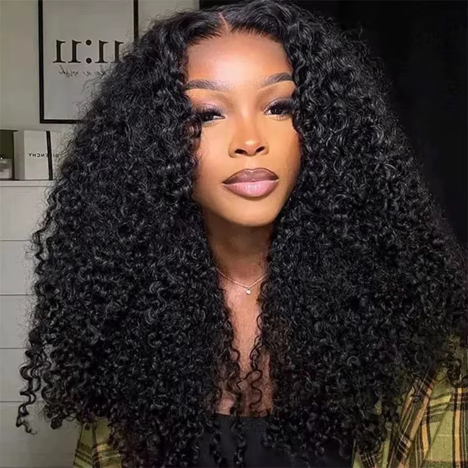Wholesale 14A Super Double Drawn 5X5 Glueless Baby Curly Wigs 5x5 Super Double Drawn Curly Wigs 200%