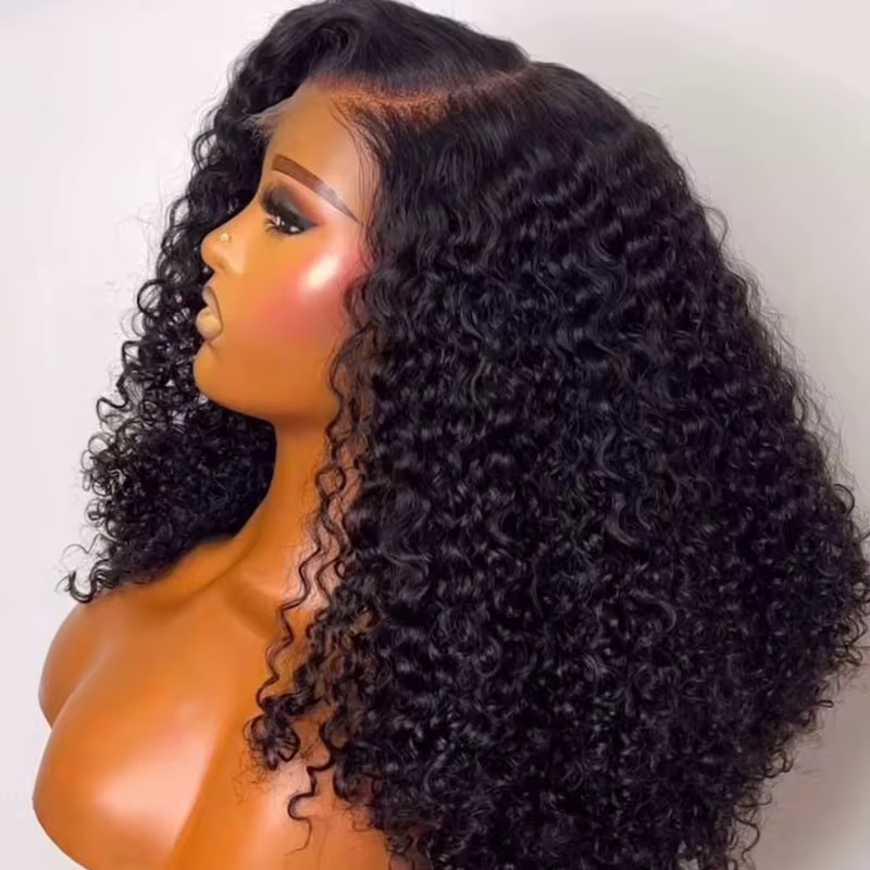 Wholesale 14A Super Double Drawn Curly 5X5 Glueless Pisssy Curly Wigs 5x5 Super Double Drawn Curly Wigs 200%