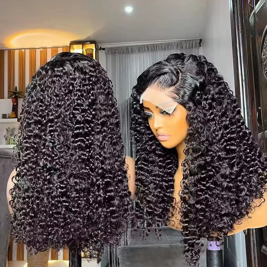 Wholesale Super Double Drawn Curly 4x4 Glueless Wig 4x4 Bone Curly  super double drawn Wigs