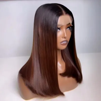 Vietnamese bone-straight 1B/#4 5x5 glueless bob wig