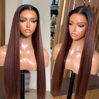 Vietnamese bone-straight 1B/#4 5x5 glueless bob wig