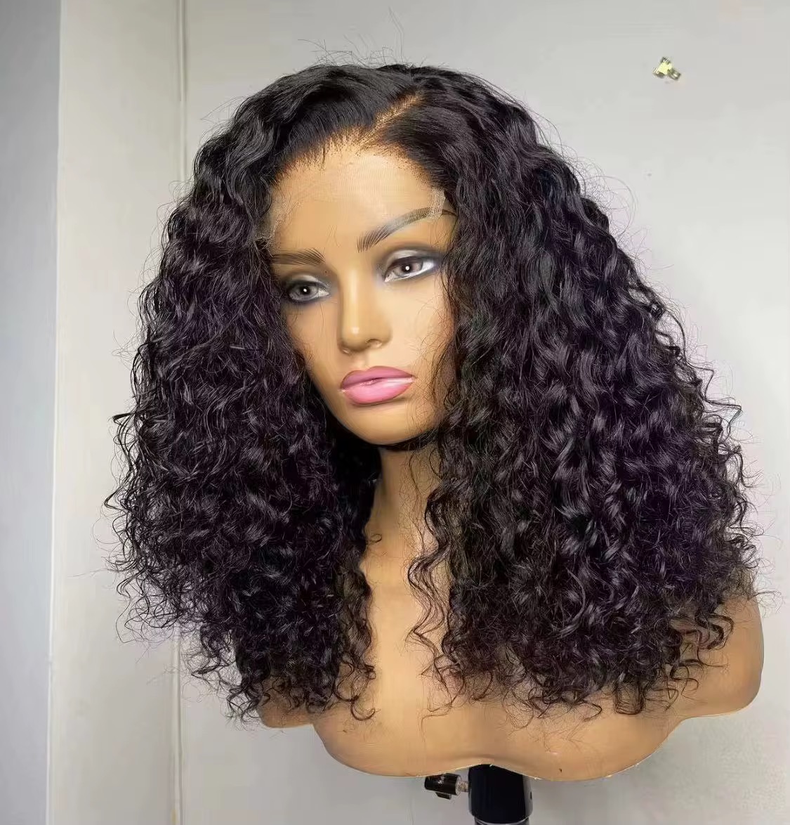 Wholesale 14AA BOB 5x5 SDD Glueless Water Curly Bob Wig Human Hair 5x5 Doube Drawn Bob Water Curly  Wigs