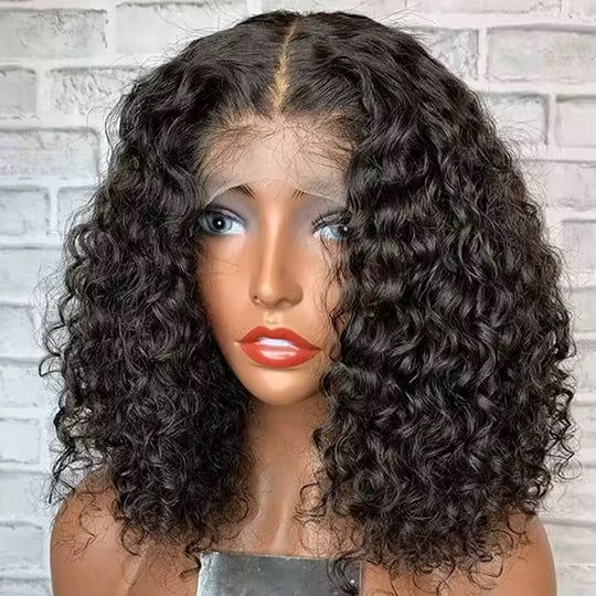 Wholesale 13AA Full frontal 13x4 Water Curly Wave Short Bob Wig lace Front Human Hair Water Curly Wigs