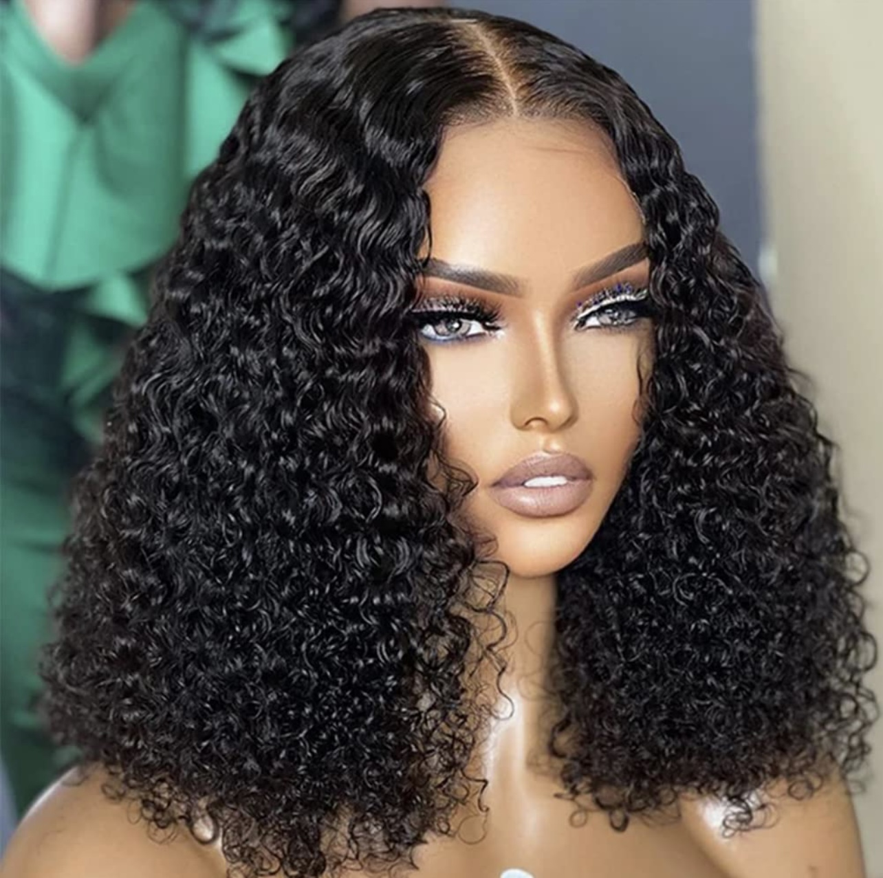 14AA 2x6 SDD curly glueless bob wig