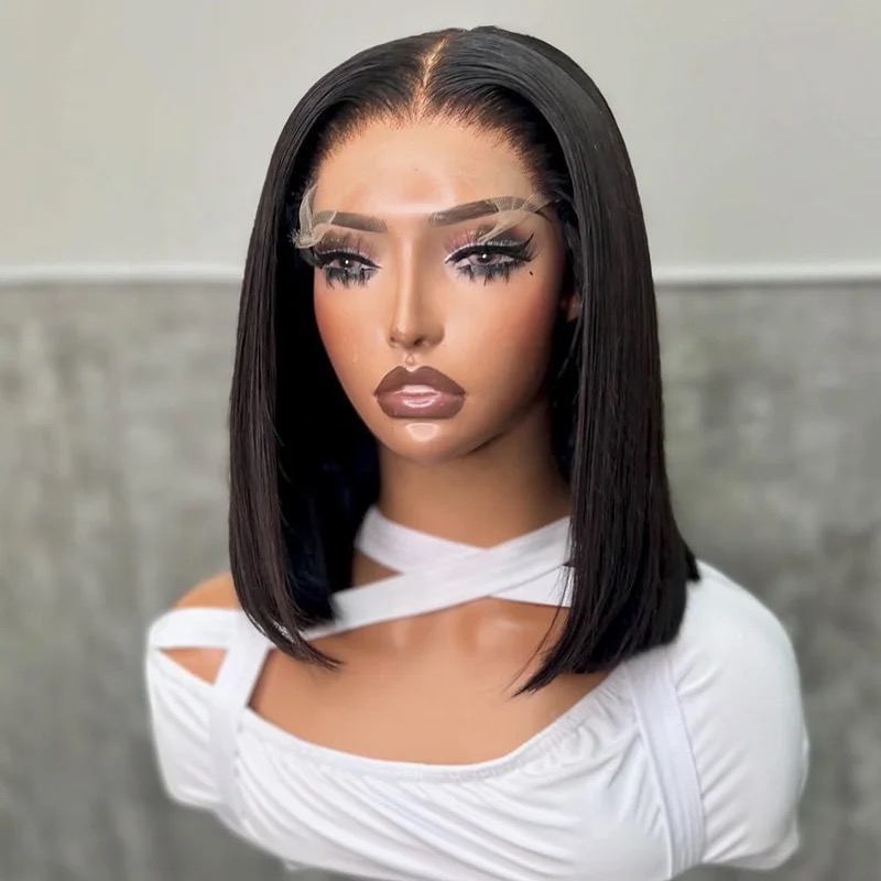 Wholesale 14AA BOB 5x5 SDD Glueless Bob Wig Human Hair 5x5 Bob Wigs Hair Doube Drawn Wigs