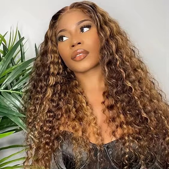 Wholesale 4/27 Deep Wave Highlight Full Frontal Lace Wigs 13x4 Lace Full Frontal 4/27 DW Color Wigs