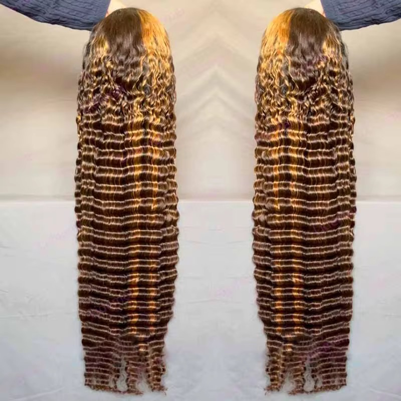 Wholesale 4/27 Deep Wave Highlight Full Frontal Lace Wigs 13x4 Lace Full Frontal 4/27 DW Color Wigs