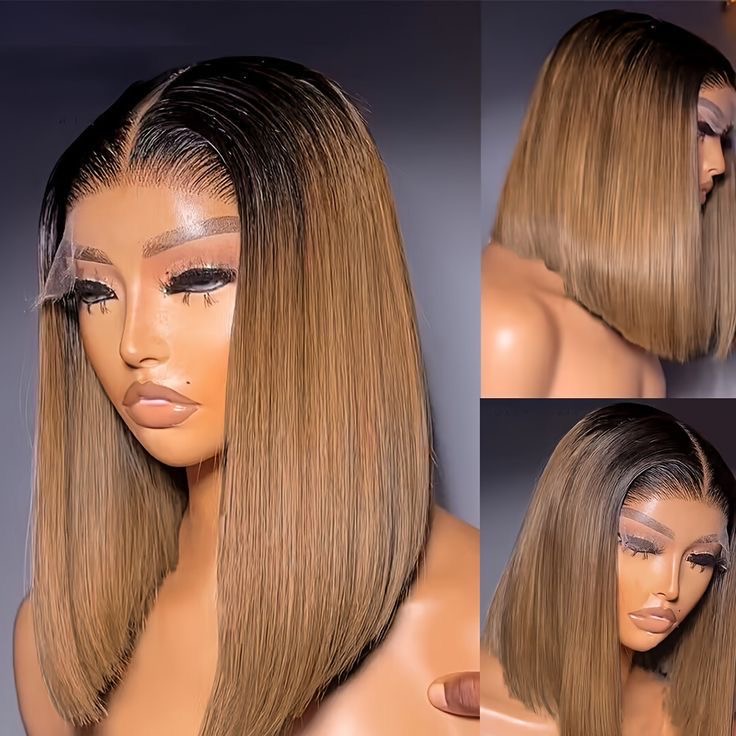 Wholesale 13AA Human Hair 1B/30 Full Frontal lace Bob Wig 13x4 Ombre Lace Frontal Human Hair Bob Wig
