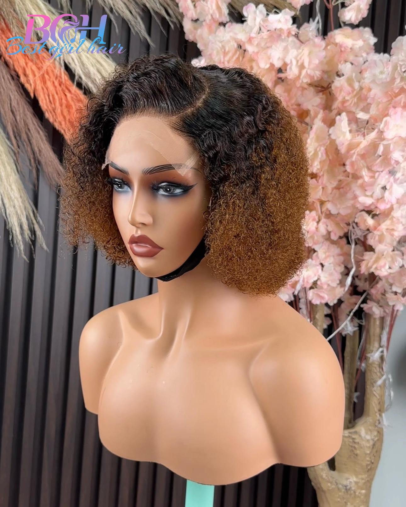 Wholesale Human Hair 5x5 8 INCH KINKY CURLY WIGS Glueless Kinky Curly Short Curly Wig
