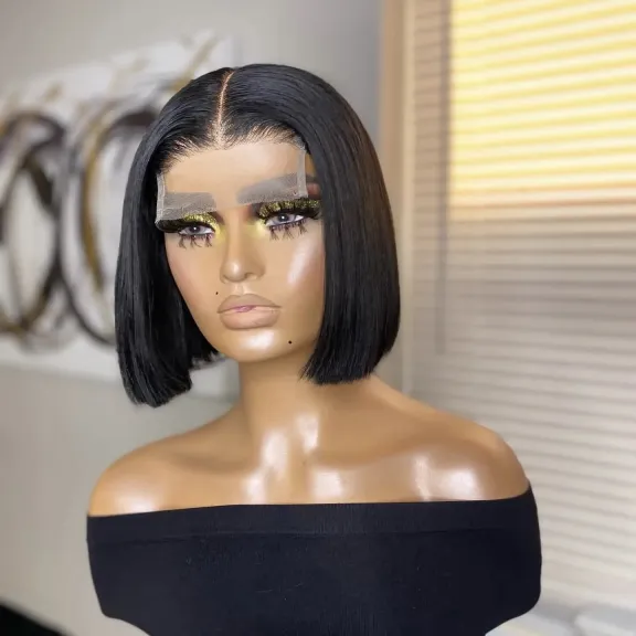 Wholesale (S) Vietnamese Glueless Bob Wigs 5x5 Closure Bob Wigs (S) Vietnamese Bob Straight Human Hair Bob Wig