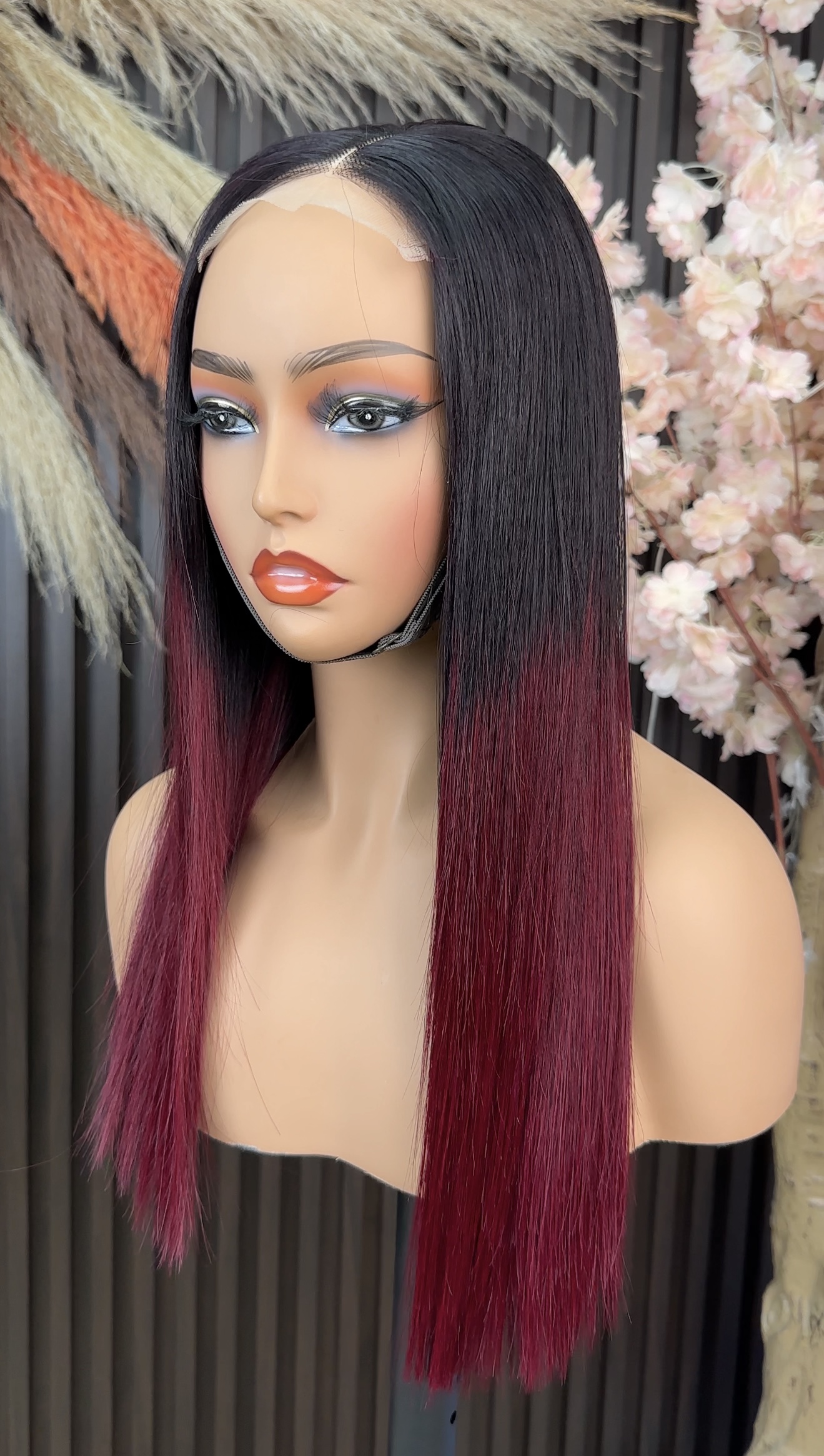 Wholesale Vietnamese Double Drawn Human Hair Wigs 1B/99J (4/6) Glueless 4x4 Wigs Straight 