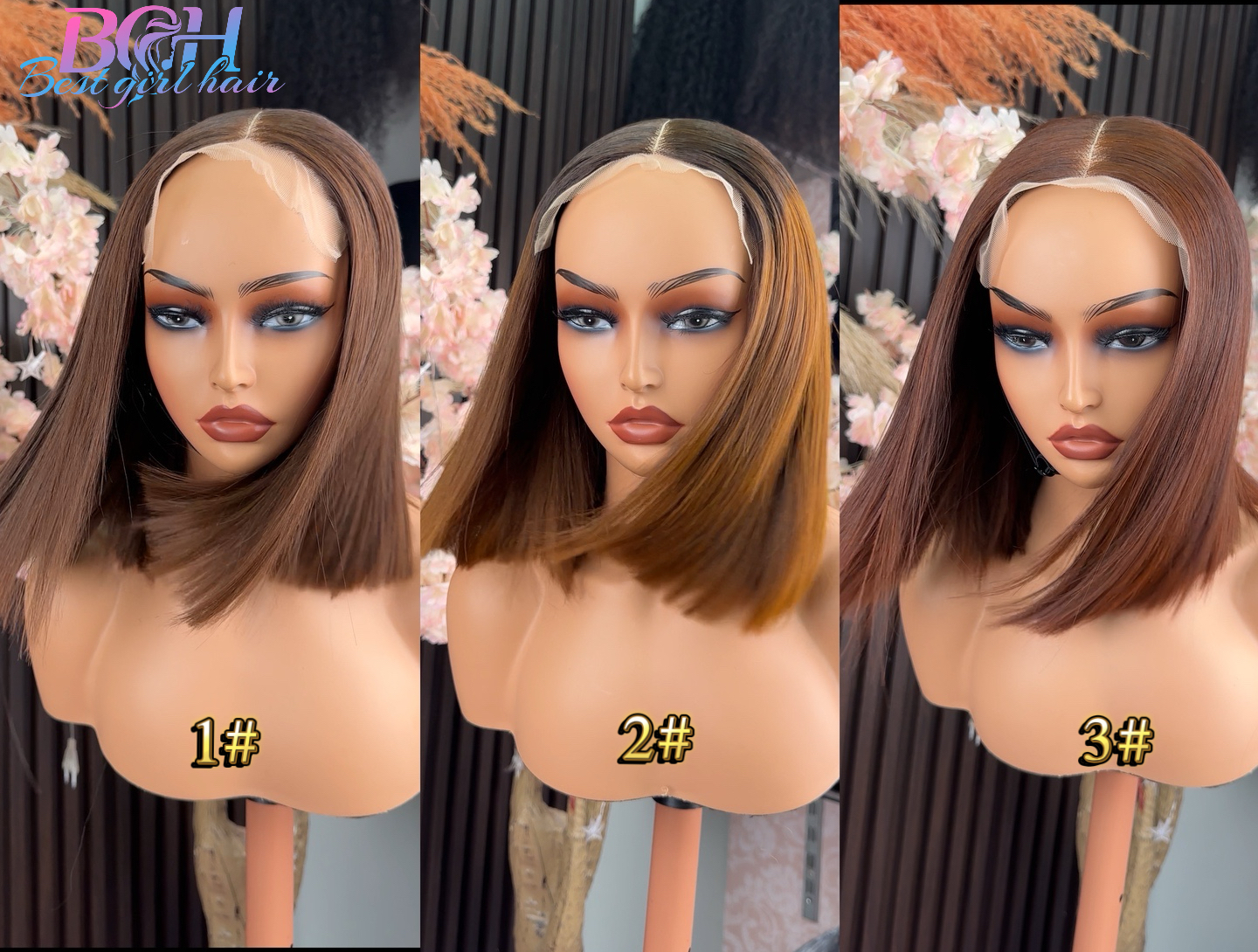 Wholesale 16A Raw Hair Bob 5x5 Glueless Bob Wigs Vietnamese Raw Hair 5x5 Color Wig 1# & 2# & 3#