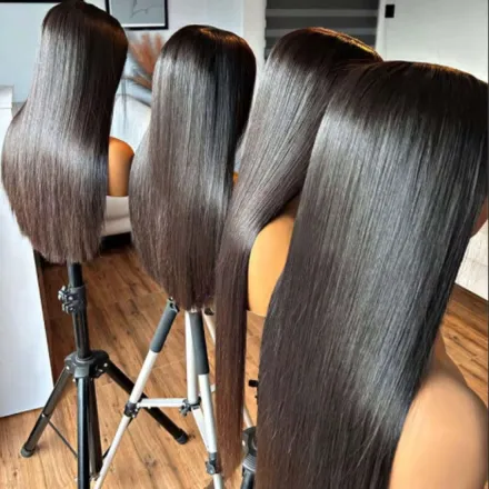 Wholesale 15A Vietnamese 5x5 & 13x4 Glueless Wig Long Glueless Bone Straight Natural Color Wig